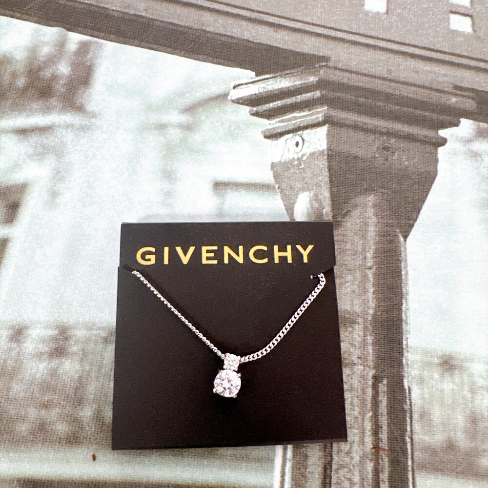 Givenchy 60563307 Crystal Necklace Silver Rhodium Adjustable Chain NWT